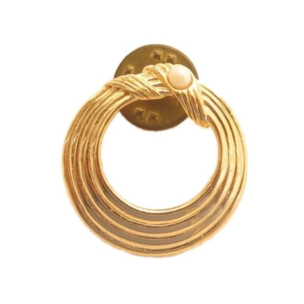 Vtg Small Gold Plated Circle‎ Wreath Pin